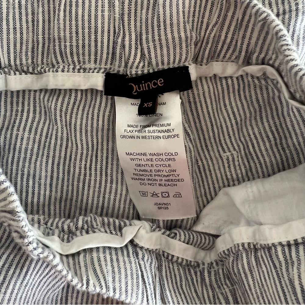 Quince 100% European Linen Pants in Blue Pinstripe - Picture 4 of 4